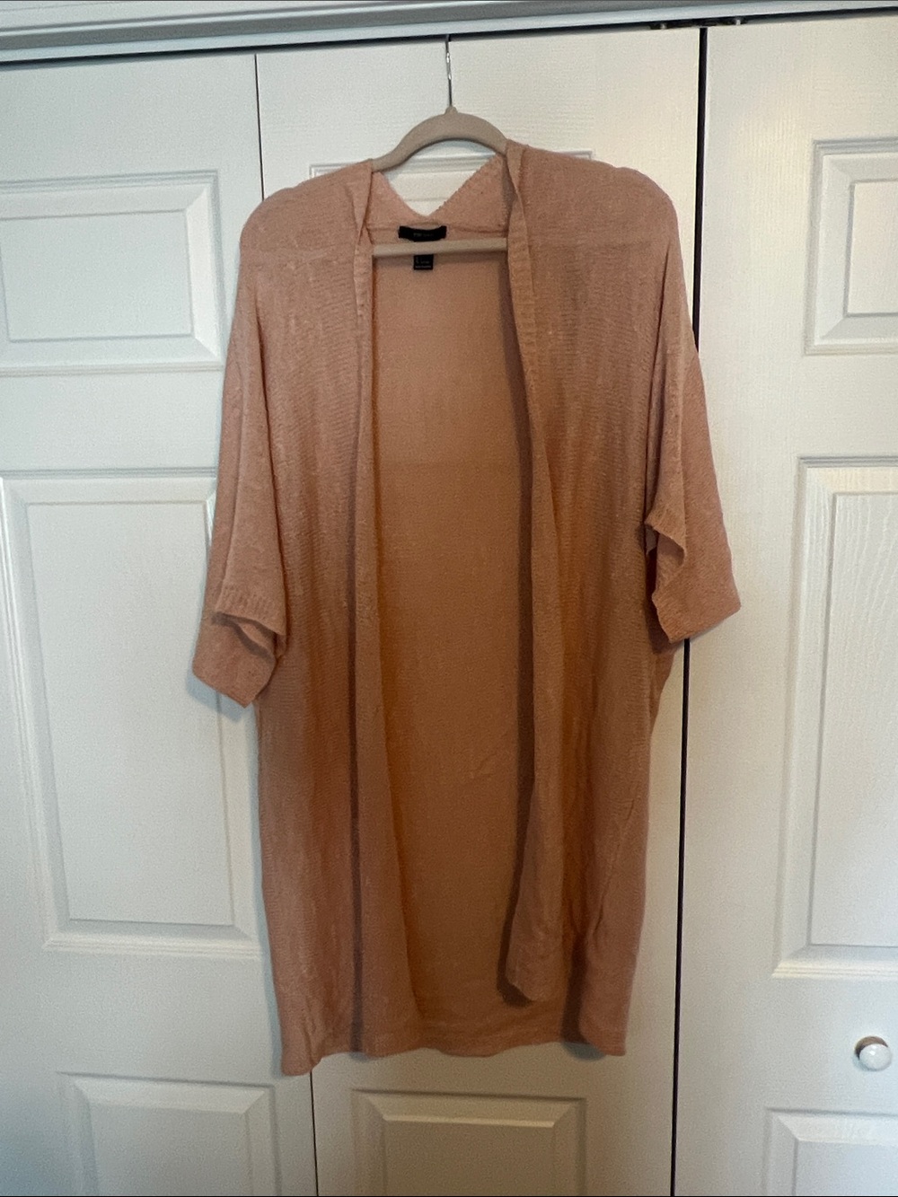 Light Pink Open-Front Women's Thin Sweater Cardigan